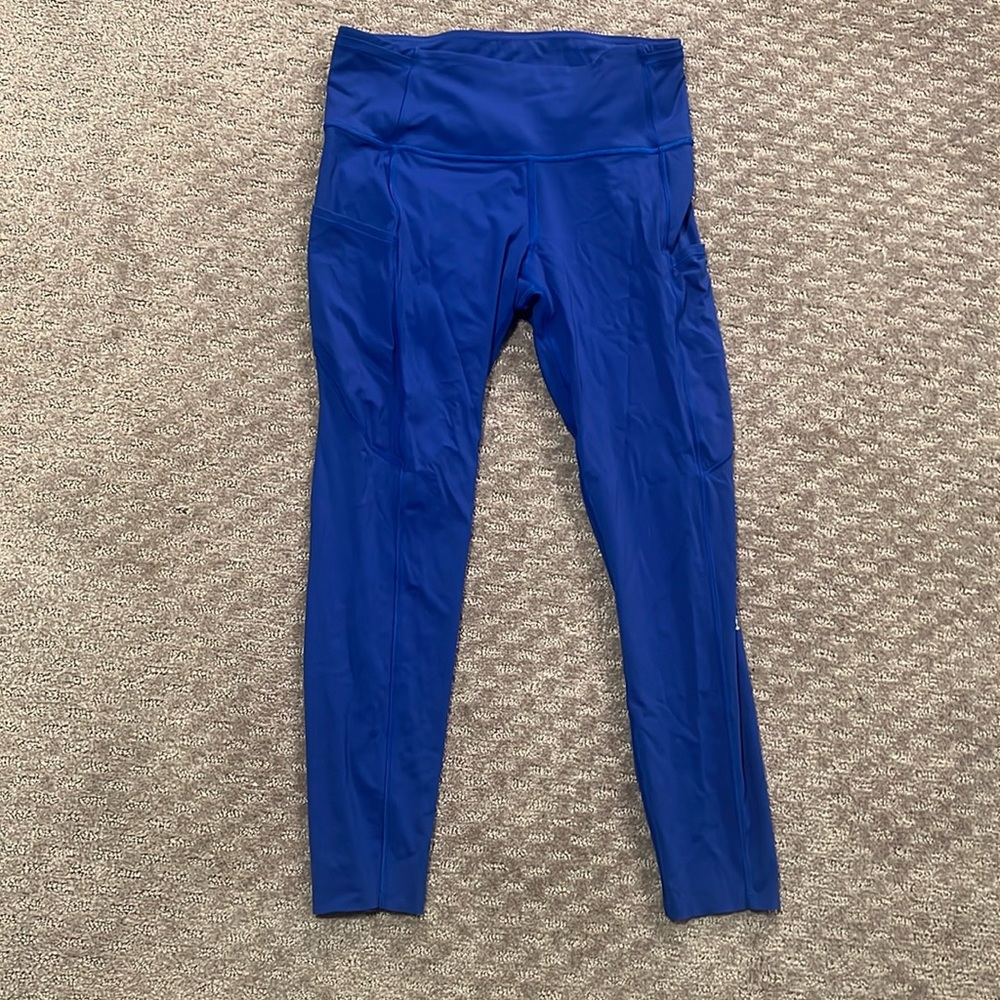 Blue lululemon fast and free 25 leggings